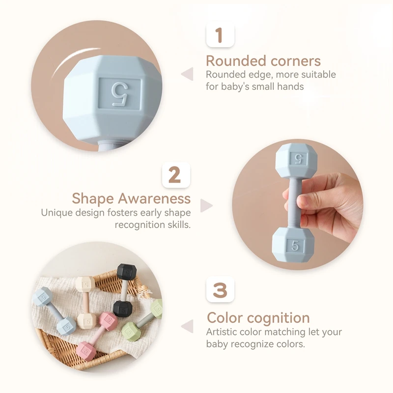 Juguete sonajero con mancuernas de dibujos animados para dentición de silicona para bebés, juguetes cognitivos sensoriales para mover la campana musical, juguetes para cuna de bebé, regalos para bebé