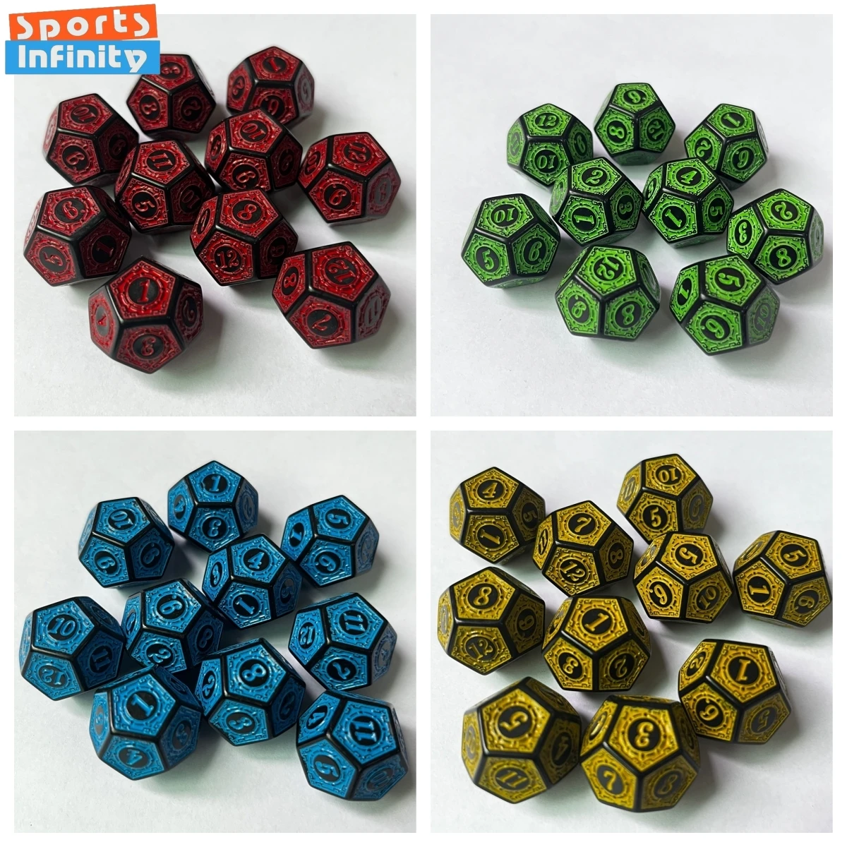 10pcs of Polyhedral Dice 12 Sided Double-Colors D12 D10 D8 D6 D4 Table Game Dice Set for DND Entertainment