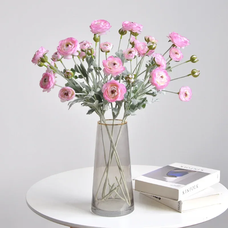 69CM Artificial Flower Flocking Small Lotus Nordic Ins Home Decoration Wedding Decoration 6 Piece Peony Bouquet