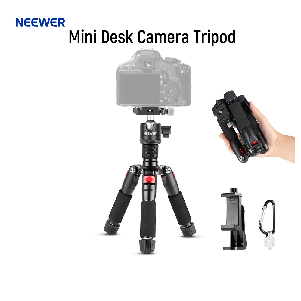 

NEEWER Mini Desk Camera Tripod with Cell Phone Holder For iPhone Video Recording Filming, 20"/50cm Small Portable DSLR Camcorder