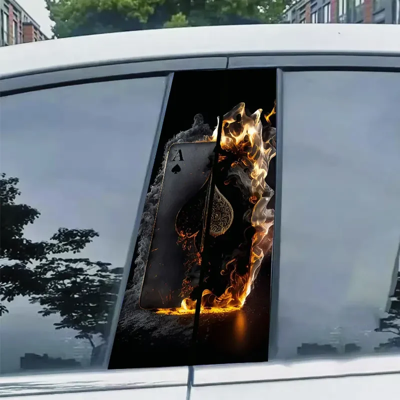 

1PC Cool Flame Poker Car Sticker Auto B Pillar Waterproof Decoration Cover Scratches DIY Car Doors Pillar Sunscreen Vinyl Decals
