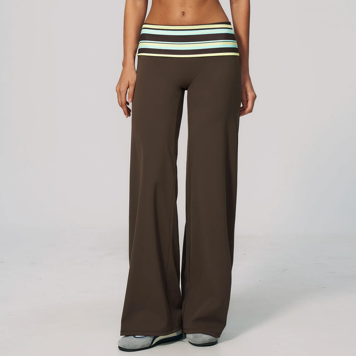 Fold Over Waist Yoga Pants Flare Leggings Women High Waist Wide Leg Pants Women Gym Fitness Sports Flared Pant Dance Trousers