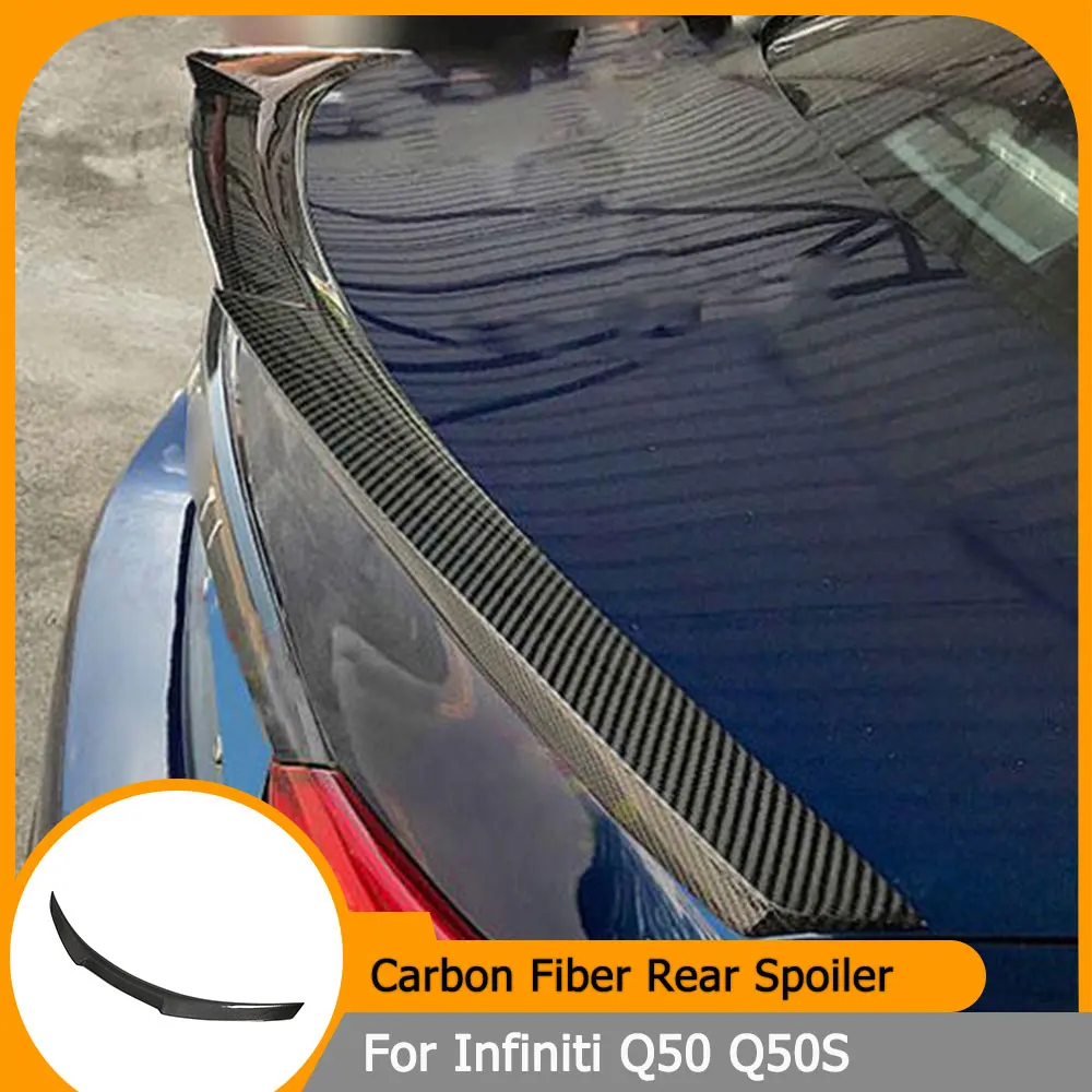

Car Rear Trunk Spoiler for Infiniti Q50 Q50S Sedan 2014-2020 Real Carbon Fiber Rear Trunk Lid Wing Lip