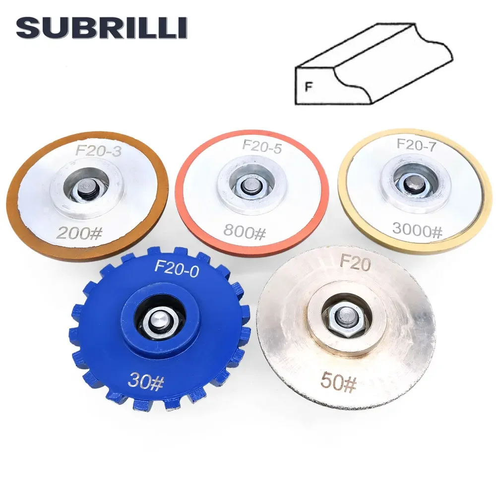 SUBRILLI Diamond Router Bit F20 F30 Profiling Wheel Granite Marble Edge Grinding Wheel M10 Arbor For Hand Held Profiling Machine