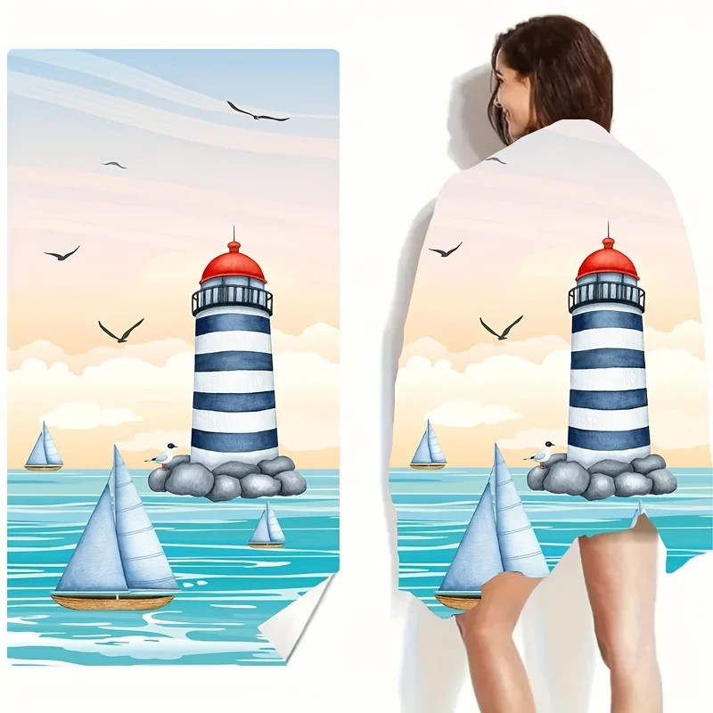 

Пляжное полотенце Cartoon Lighthouse — быстросохнущее, легкое, устойчивое к выцветанию микрофибра, идеально подходит для использования в пляже и бассейне.