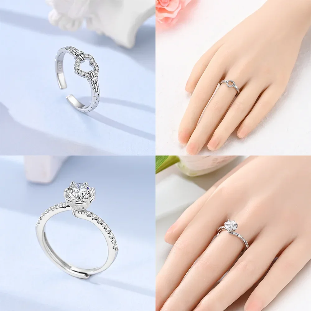 925 Sterling Silver Blue  Peacock Feather Women Rings Fit Pattern Rings For Women Girls Jewelry Birthday Anniversary