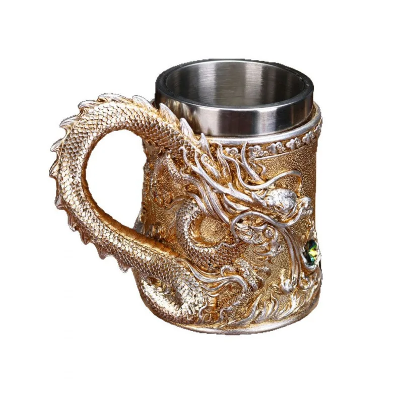 

DSA God Oriental Golden Dragon Cup Creative Wine Glass Dragon Sculpture Coffee Cup Vintage Ornament