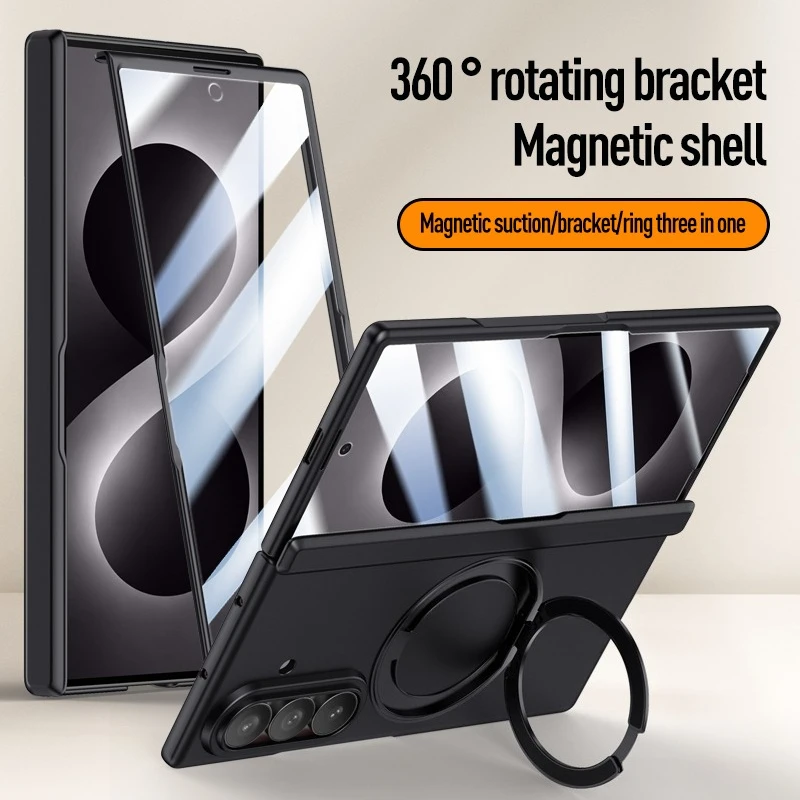 Magnetic Ring Holder Hard Anti-Scratch Case for Samsung Galaxy Z Fold 8 Ultra Fold8 Fold 7 6 5 4 3 Fold5 Fold7 Fold6 Glass Film