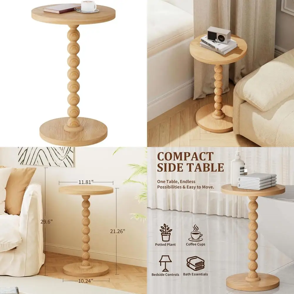 

Compact Modern Nightstand with Rubberwood Legs, Ideal for Living Rooms, Bedrooms, and Offices in Natural Finish