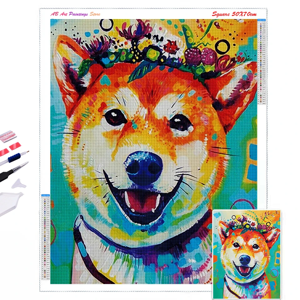 5D DIY AB Diamond Painting Kit Animal Dog Lion Elk Elephant Eagle Full Circle Diamond Embroidery Mosaic Family Zhuang