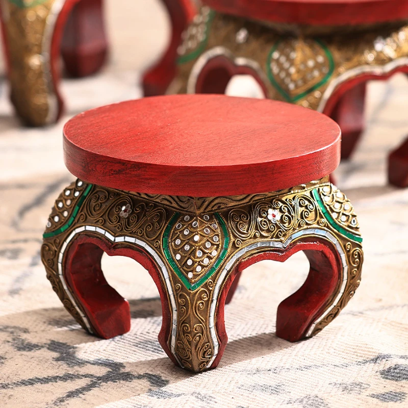 

Thailand Solid Wood Stool South East Asia Furniture Household Thai Foot Washing Short Stool Wood Small Bench Internet c