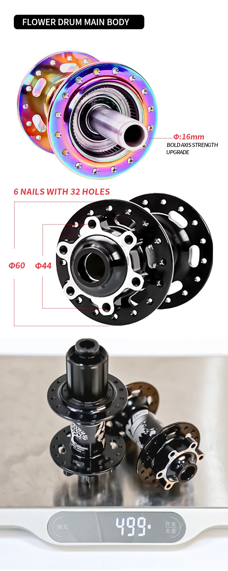 TANKE TH490 Boost Mountainbike-Nabe 32H 120 Klick 6 Sperrklinken 3 Zähne 4 Lager Steckachse MTB Scheibenbremsnabe 12x148 15x110 7-12 Gang – Detail 10