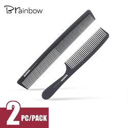 Brainbow 2pc Hair Comb Anti-static Carbon Hair Brush Professional Pro Salon Hair Styling Tools Hairdressing Barbers Handle Brush