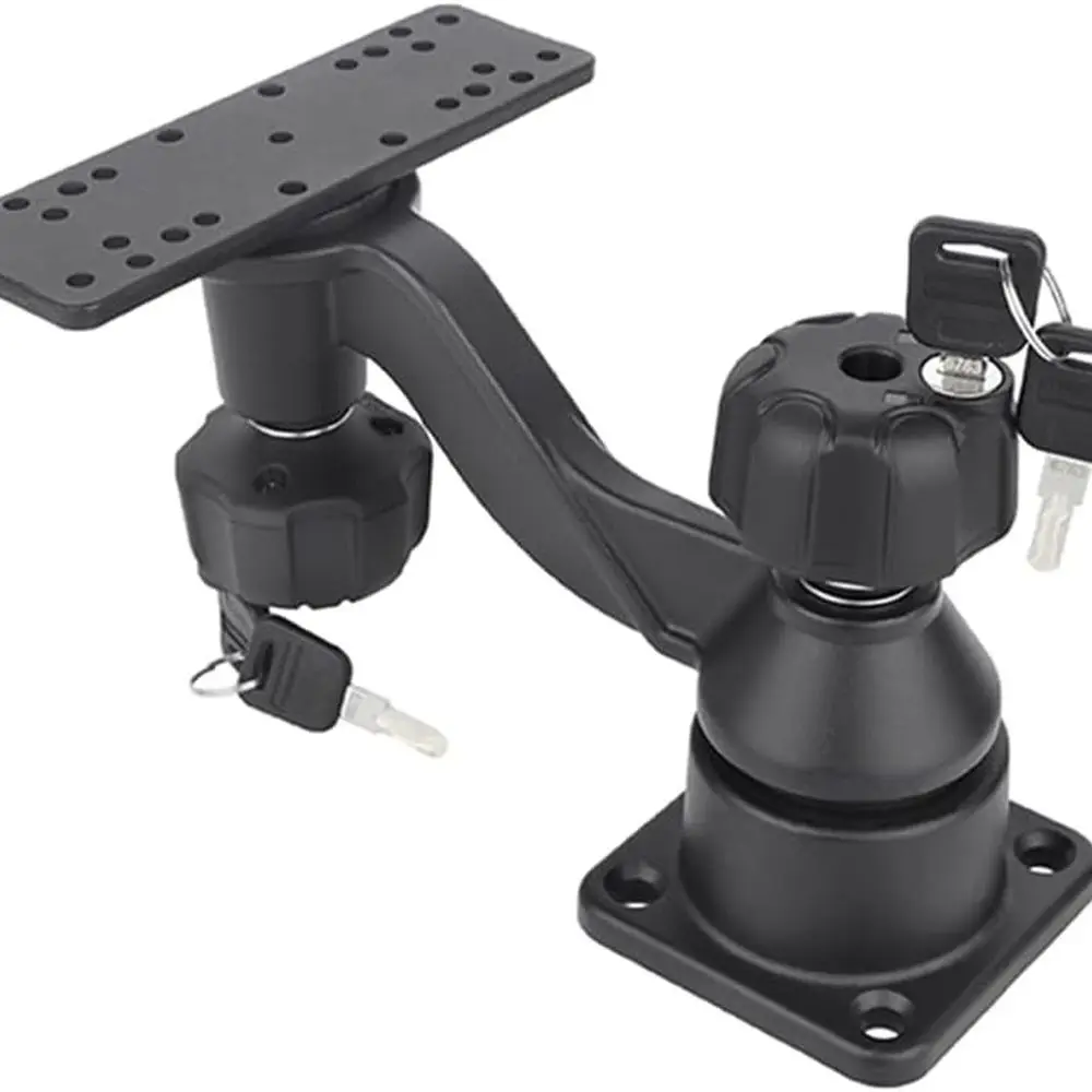 Kayak Fish Finder Mount with Lock, Aluminum Fish Finder Swing Mount with Rectangular Plate Boat Marine Electronics Mounts Compat