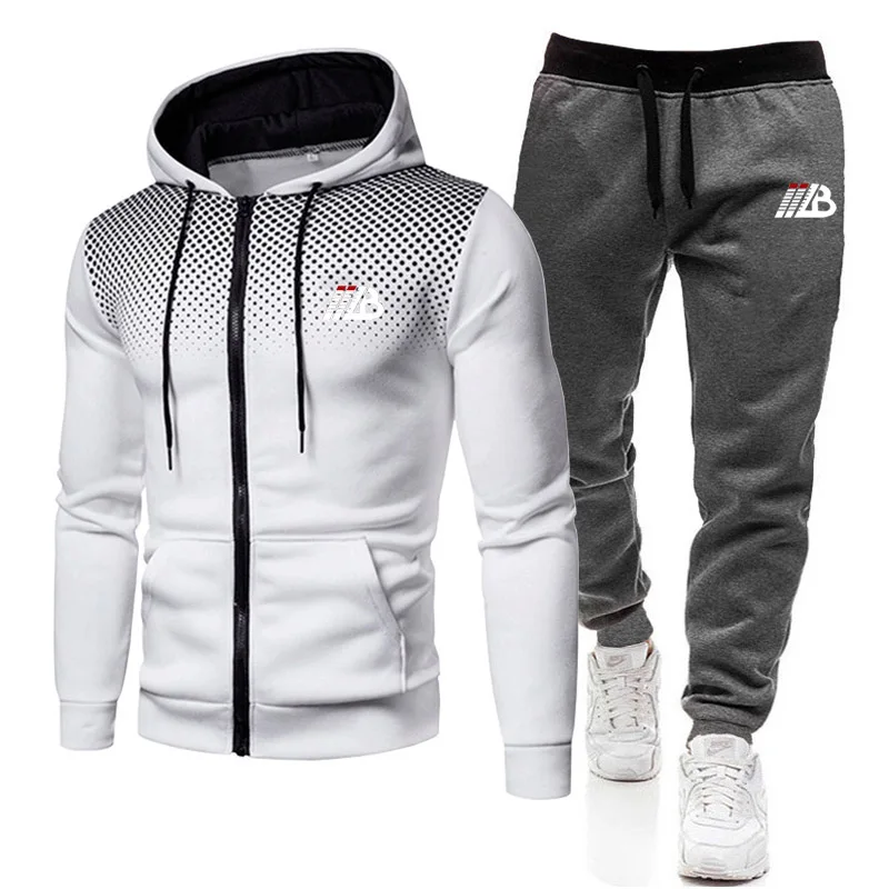 2024 Fashion New Jogger Zipper Hoodie Tracksuit Men Clothing Two-piece Sets Mens Jogging Fitness Sportswear Men\'s Running Suits