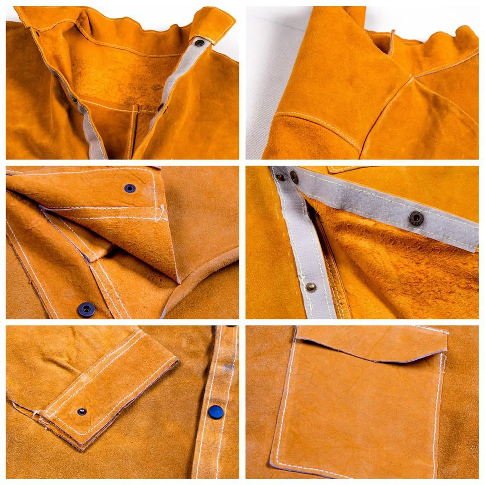 Anti Flame Welding Apron Cowhide Long Sleeve Heat Resistant Coat for Welder Carpenter Mechanic Garage Workshop Heavy Duty Use