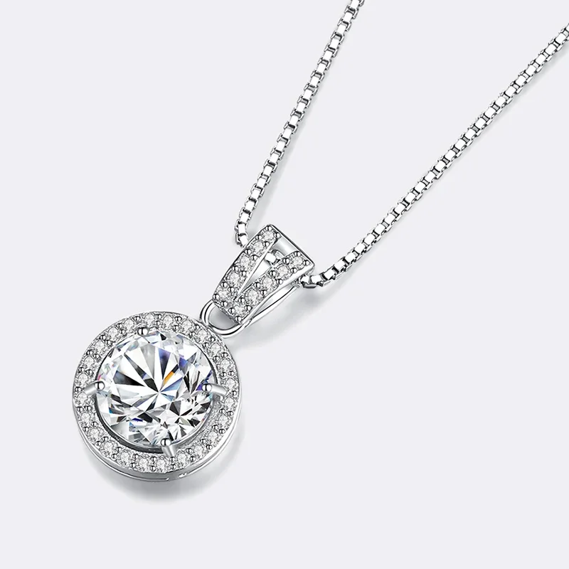 

Lycfn 5mm Colorful Moissanite Diamond Pendant Necklaces For Women S925 Silver With GRA Luxury Chain Trending Wedding Jewelry