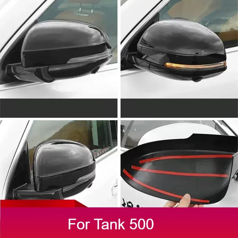 

New Model！ For WEY GWM Tank 500 Rearview mirror protective cover ABS material bright black carbon fiber pattern 2022 2023