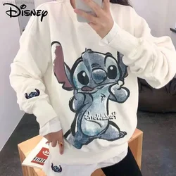 Disney Stitch Y2k Print Hoodie Mädchen lose Hip Hop Yk2 Grunge Pullover Top Langarm Streetwear Paar koreanischen Stil Swear shirt