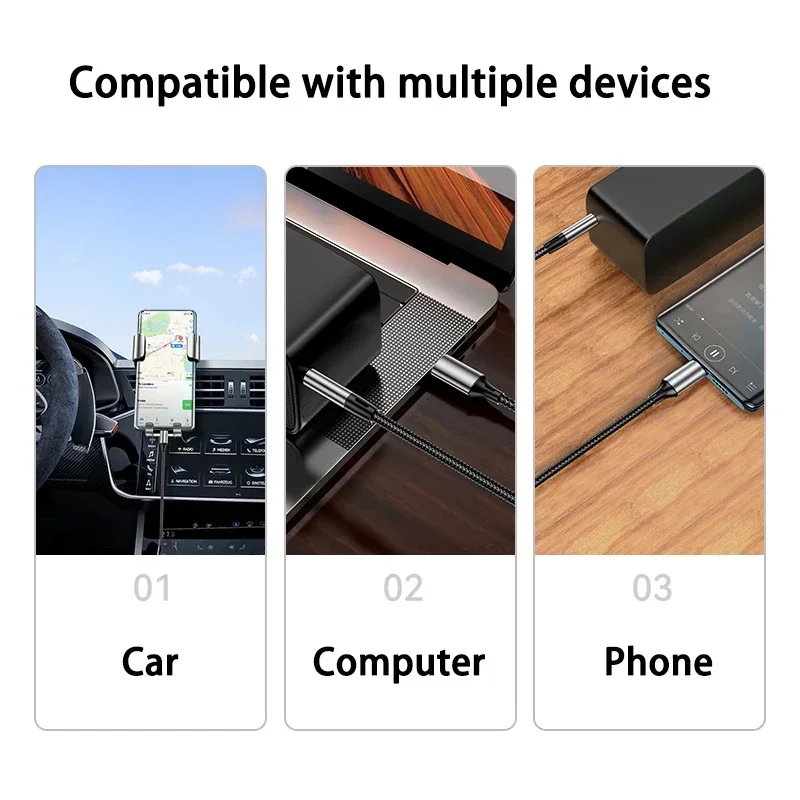 Jack AUX Cord  AUX Audio Cable Car Speaker Headphone Adapter For Samsung Xiaomi Huawei Universal Type-C Converter image 5