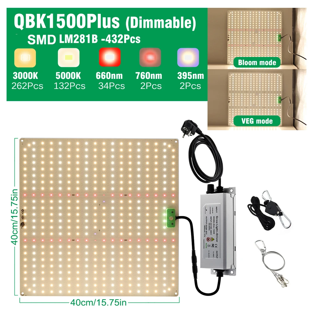 Vollspektrum LM281B LED Pflanzenlampe, Einstellbares Spektrum Wachstumslampe für Gewächshaus Hydroponik Alle Wachstumsphasen