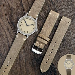 Vintage Cowhide Men's Watch Strap for Longines Freckle Classic Replica L28194932 Series 19mm Green Calfskin Bracelet Watchband