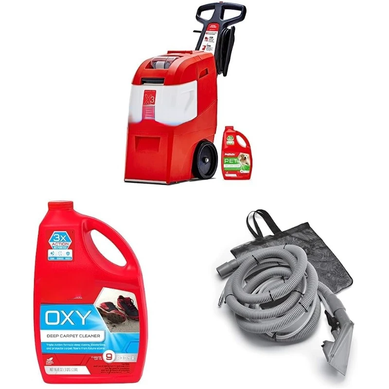 

Mighty Pro X3 Commercial Carpet Cleaner – Large Red Pet Pack & Triple-Action Oxy Carpet Cleaner & Universal Attachment for X3