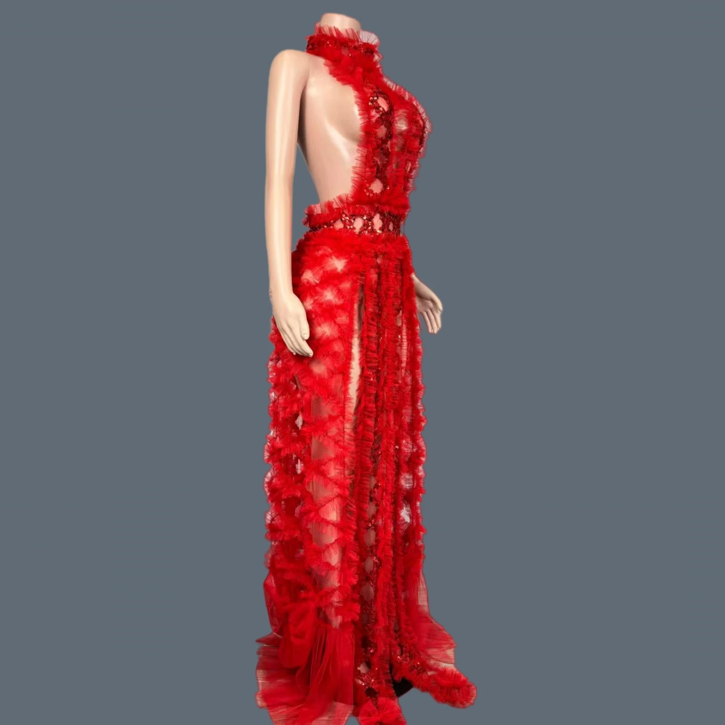 

Spicy Girl Outfit Showgirl High Side Slits Long Dress Stage Drag Queen Performer Wear Night Party Dance Evening Gown Chuanghua
