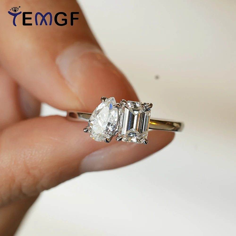 

TEMGF 2CT D Color Moissanite Ring 925 Sterling Silver Fine Jewelry for Charm Women Luxury Anniversary Birthday Gifts With GRA