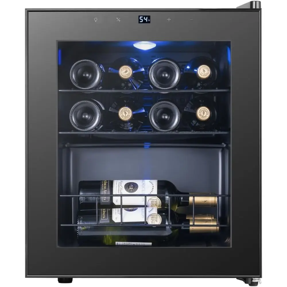 Double-Layer Glass Door Wine Cooler, 38-65℉ Temp Control, Suitable for Red, White & Champagne