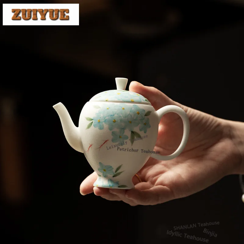 

150ml Hand-painted Blue Flowers Teapot Creative Tea Infuser Pot Tea Brewing Kettle With Ball Hole Flower Tea Cha Ornaments