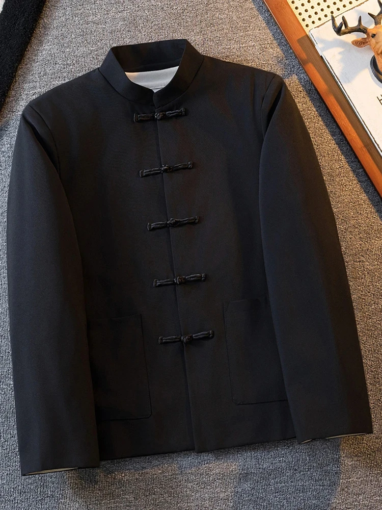 

Bla, новое китайское мужское повседневное пальто с воротником-стойкой, весна 202, молодежное пальто с воротником-стойкой, длинное пальто на одной пуговице