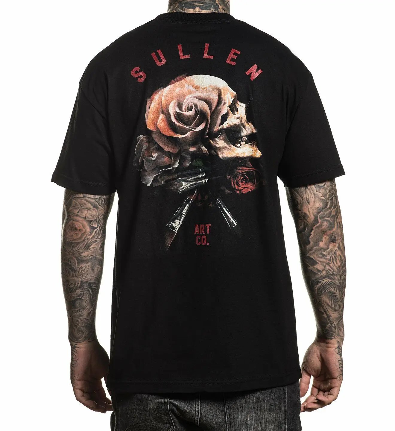 

Sullen Still Life Fernando De Paiva Skull Roses Tattoos Art T Shirt SCM2656