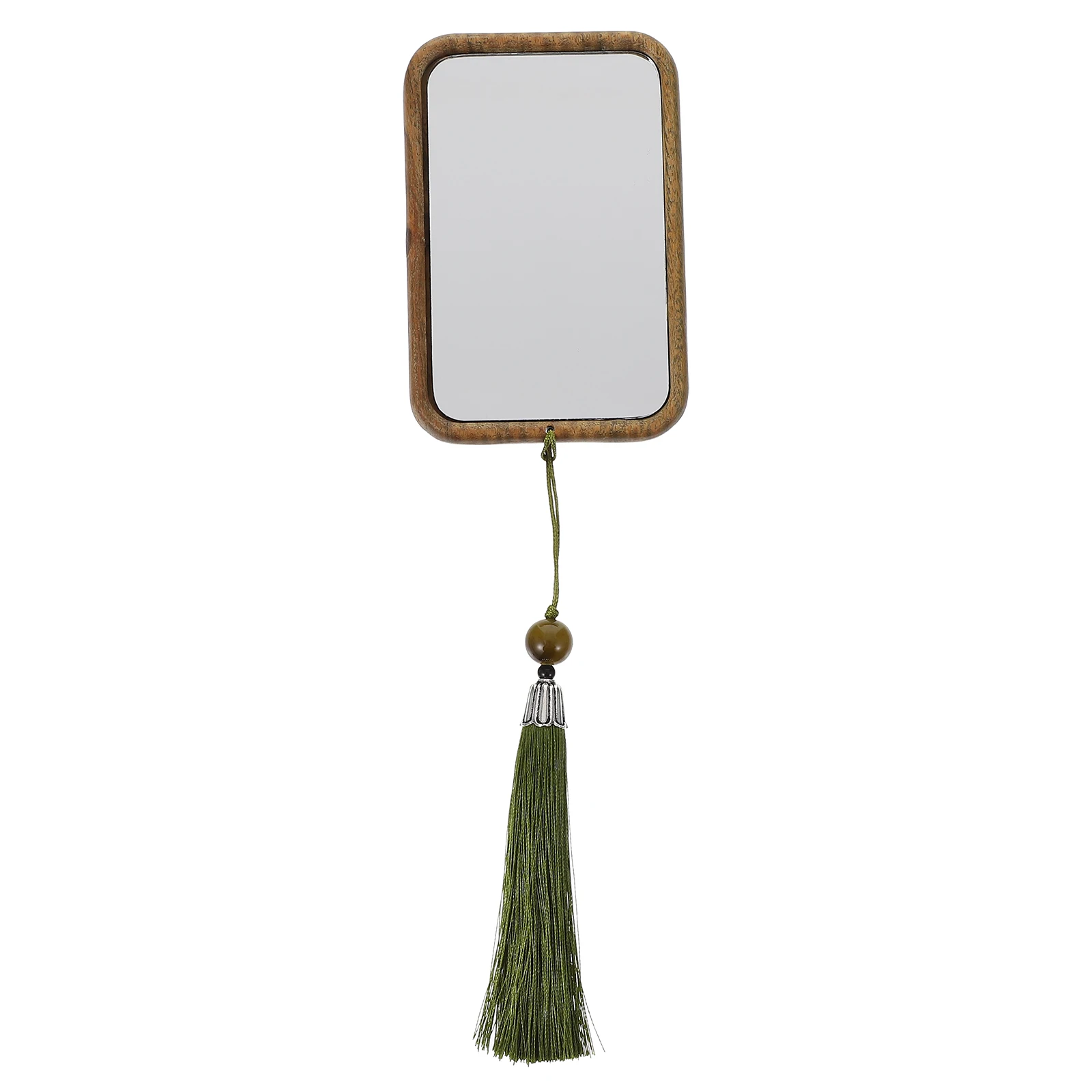 

Wooden Carved Mirror Makeup for Travel Hand Hanging Tassel Design Tool Girls