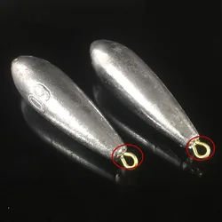 1Pcs 5/10/15/20/25/30/40/50/60/70/80/90/100/120/150/200g Willow Leaf Shape Ring Lead Weights in High Quality Fishing Accessories