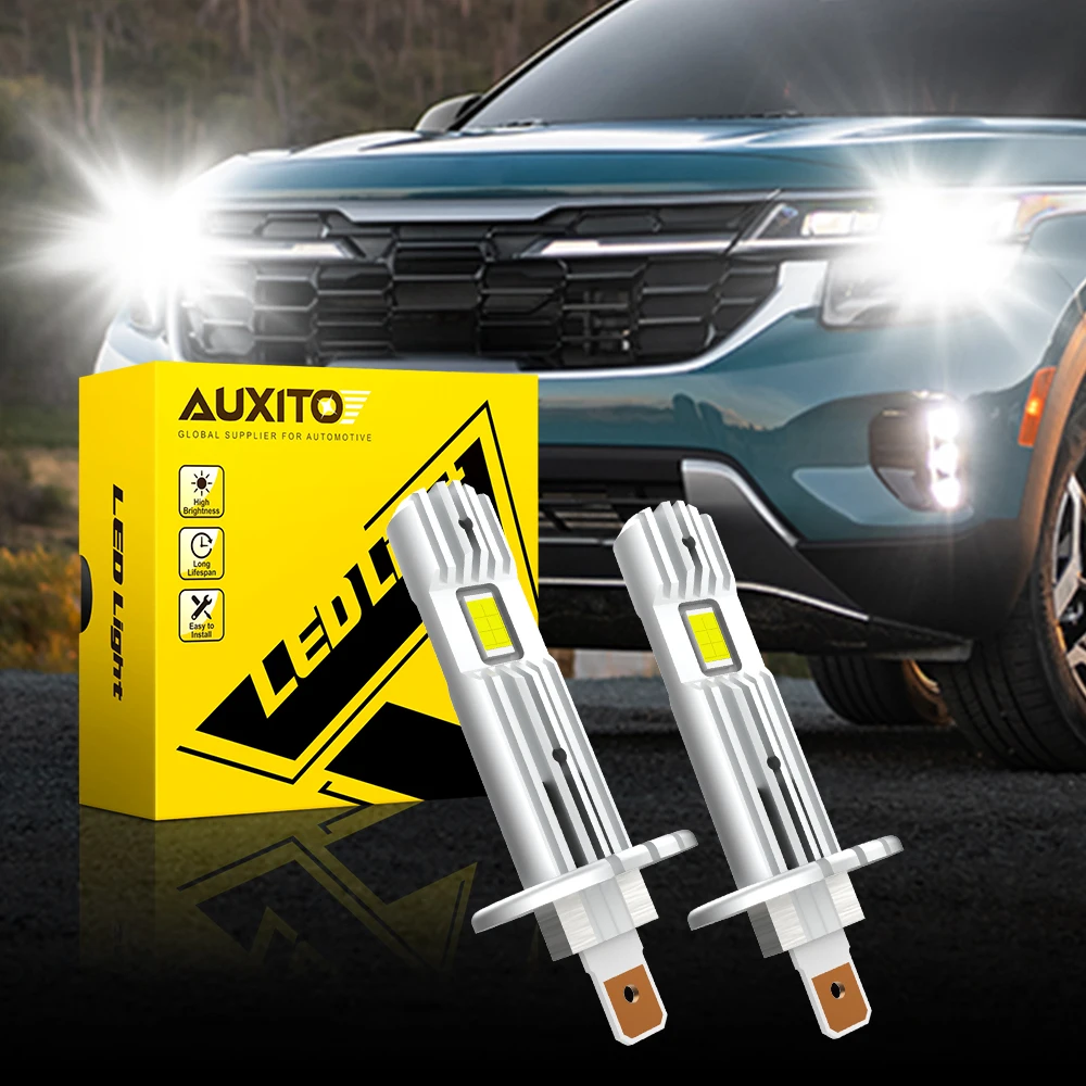 AUXITO 2X H7 H3 H1 LED Headlight Bulb LED Fog Light Fanless 12V for Ford Fiesta Focus Mondeo Peugeot 407 Octavia Super Bright