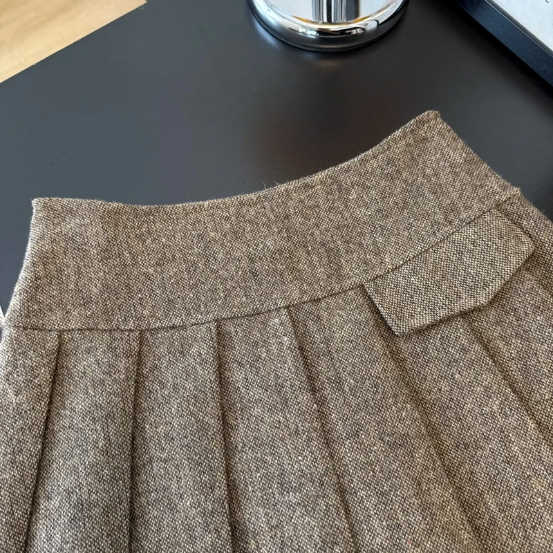 Minigonna casual in lana grigia kaki da donna Y2K Harajuku giapponese carino moda estetica college autunno inverno gonna corta 2025