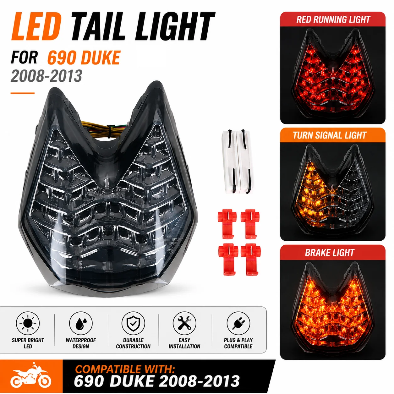 

Motorcycle LED Turn Signal Tail Light Taillight For 690DUKE DUKE690 2008 2009 2010 2011 2012 2013 2014 Duke690