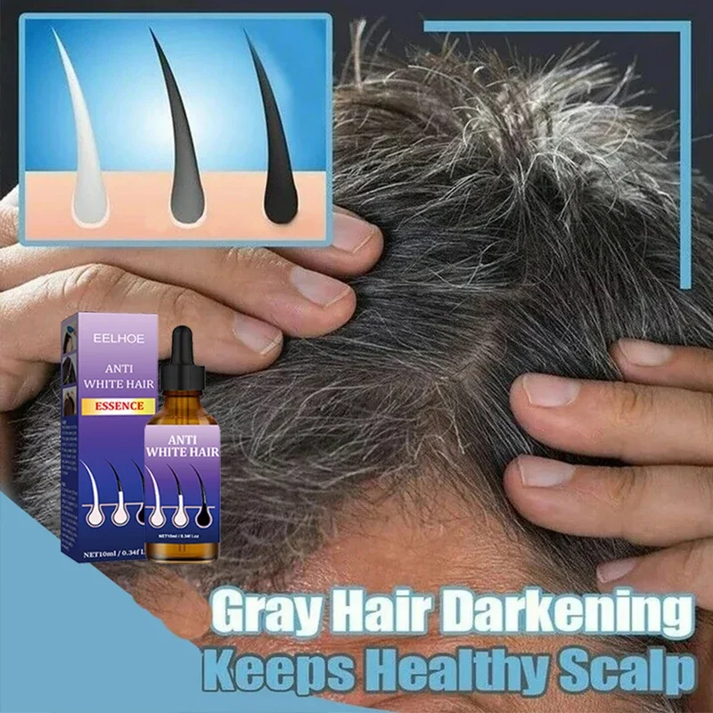 Gray White Hair Treatment Serum Liquid White To Black Natural Color Repair Nourishessence Anti-gray Anti Loss Care Men Women