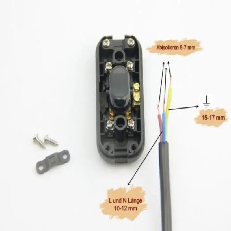 DIY ON/OFF Inline Switch 250V 6A Black/White Home Button Table Lamp Desk Light Cordless Cable Switch Electrical Accessories