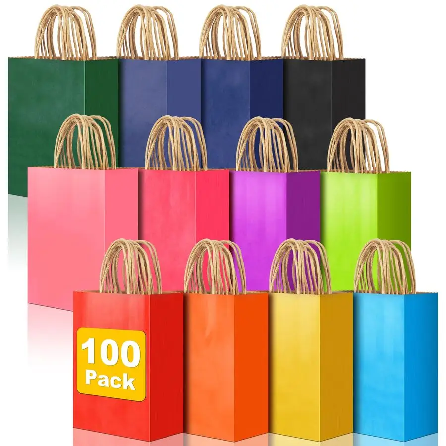 

Маленькие подарочные пакеты PCS с ручками, 5,91x3,15x8,27 пакетов для вечеринок, 12 цветных пакетов для подарков на день рождения, подарок из крафт-бумаги B