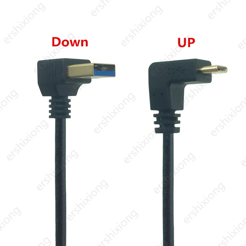 90 Degree USB C Cable USB 3.0 A to USB Type C Left / Right Angle Data Sync & Charge Cord USB-C Converter Adapter double angled