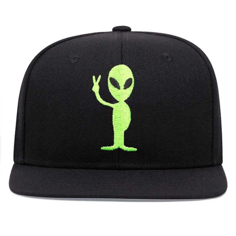 New Men's Fashion Green Aliens Hip Hop Hat Outdoor Sports Duck Tongue Hat Embroidered  Women's Baseball Sun Hat