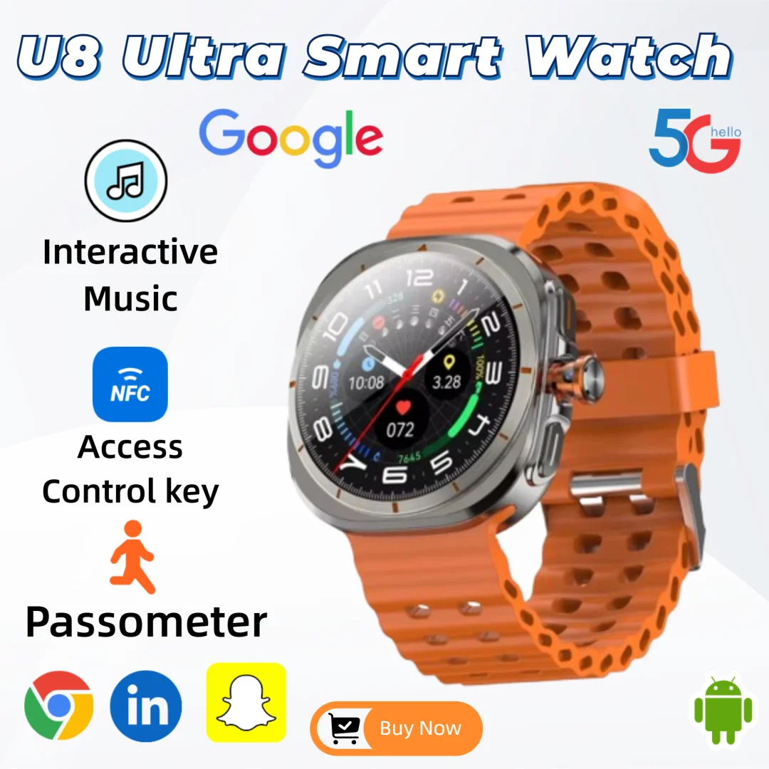 

New Smart Watch Ultra 5G Smart Watch Android 1.508 Inch AMOLED Display 180 ° 8MP Rotating Camera GPS WiFi IP68 Waterproof