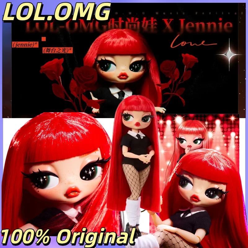 100% Original LOL.OMG X Jennie Action Figure Model Trendy Play Collaboration Peripheral Fashion Doll Red Stage Figure Gift