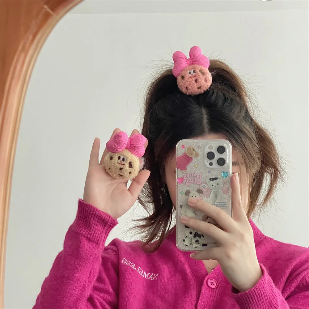 Plush Hair Rope Not Tying Hair Firm Convenient Shoelaces Cartoon Cookie Hair Rope Comfortable Not Easy To Fall Off Bow Hair Rope