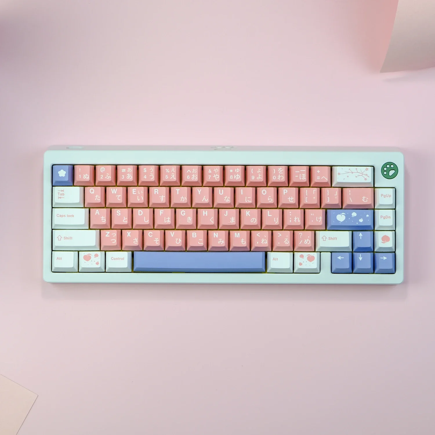 Imagem -03 - Kbcaps 129 Teclas Gmk Nova Flor de Pêssego Pbt Sublimação de Tinta Perfil Cereja Conjunto de Teclas Japonesas para Teclado mx Switch Gk75 Gk96