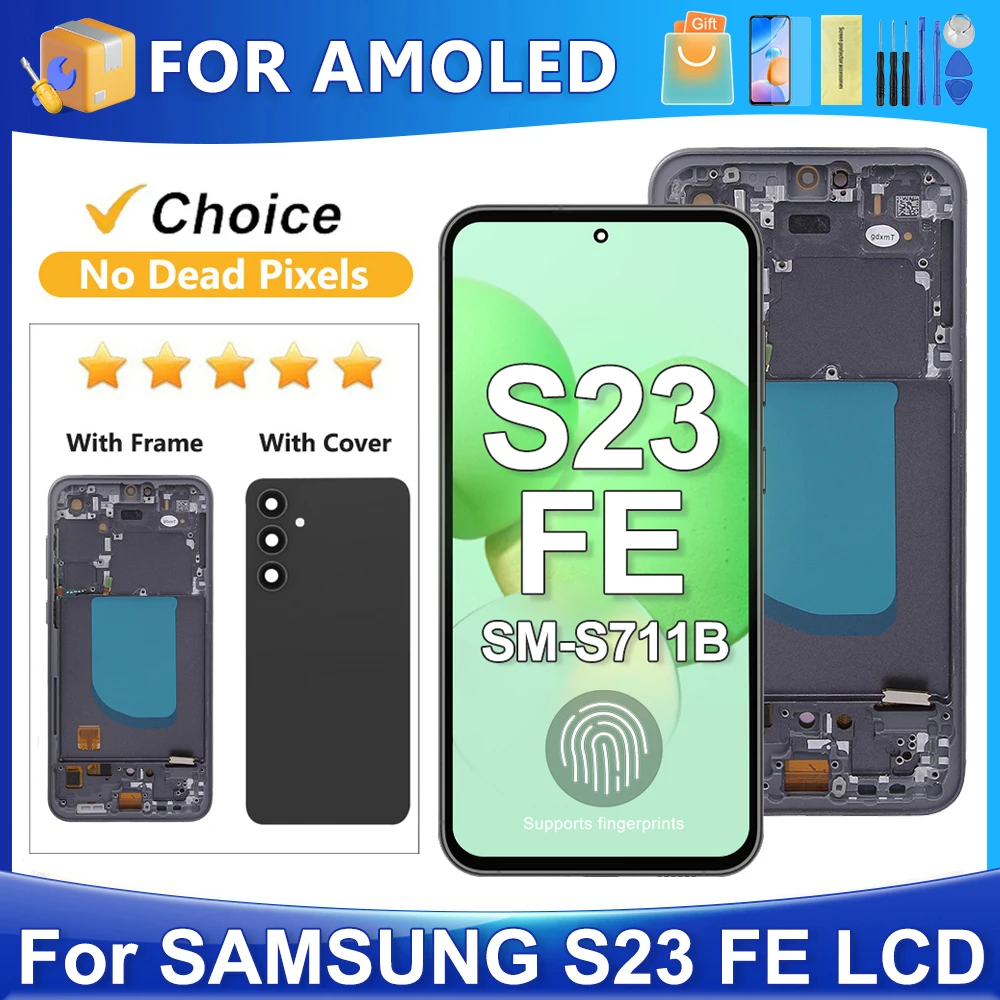 amoled-64-''s23-fe-サムスン-s23fe-s711b-s711u-s711w-s7110-液晶ディスプレイタッチスクリーンデジタイザアセンブリの交換用