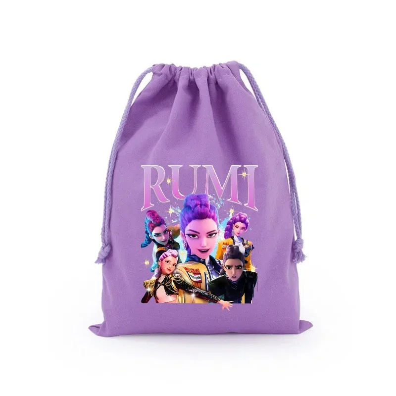 กระเป๋าผ้าแคนวาสลายการ์ตูน Demon Hunters สไตล์เกาหลีสุดฮิต  กระเป๋าหูรูดพกพาสะดวก จุของได้เยอะ