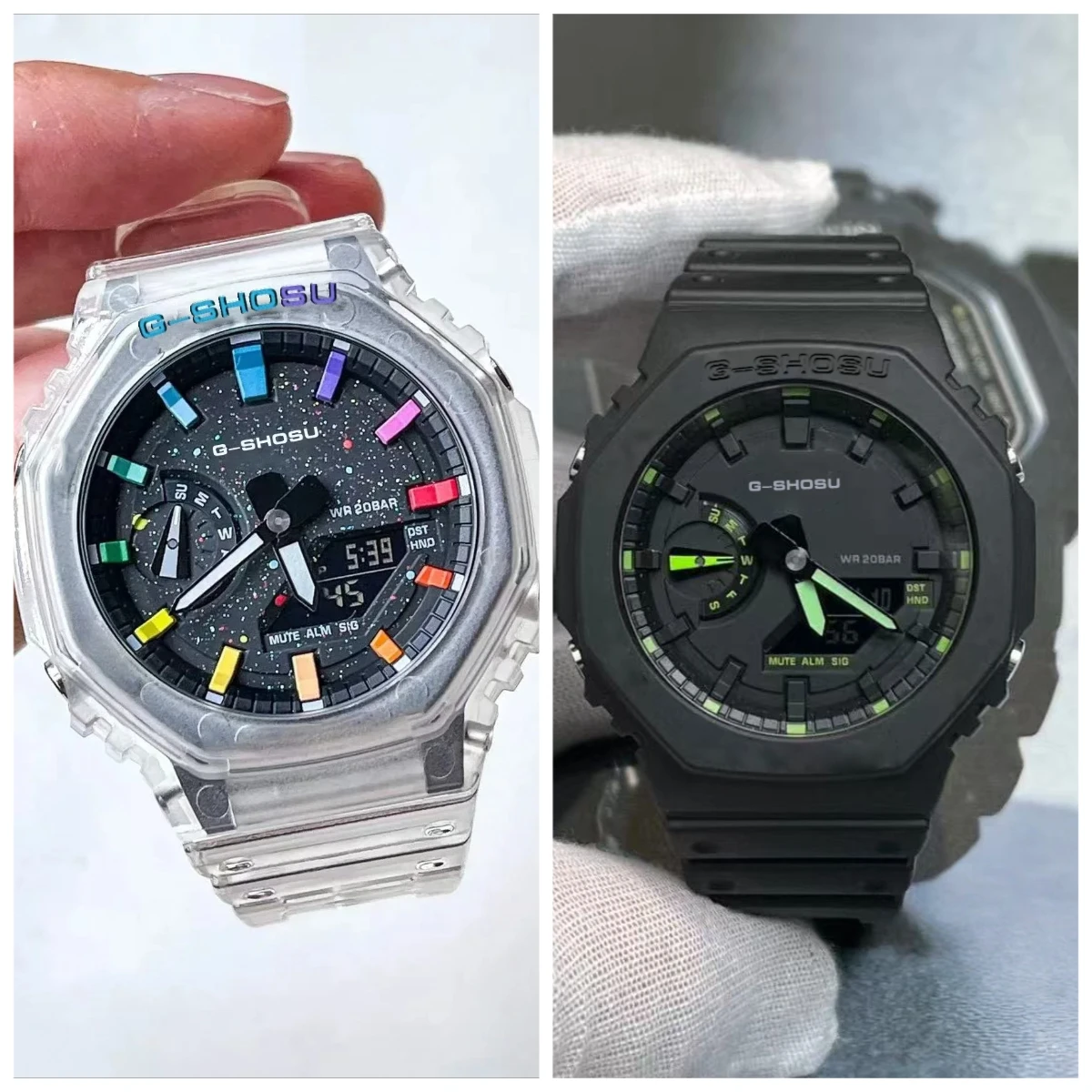 

9898 Store Star Sports Unisex Watch Full Function World Time Auto Hand Lift Lamp LED Dual Display Rubber Strap